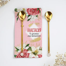 Ложка именная с подвесом Анастасия, 14 х 8 см