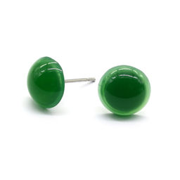 Серьги гвоздики (пусеты) из хризопраза имитация 9-10мм