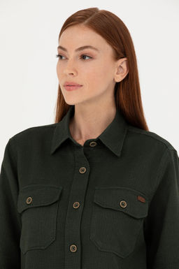 Женская рубашка цвета хаки с длинным рукавом - U.s. polo assn фото 16