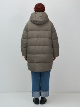 Пальто двубортная зимнее утепленное женское светло-коричневого цвета 7732SK - Visdeer фото 17