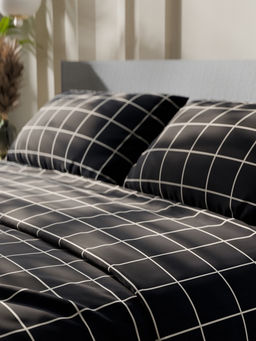 Постельное бельё Этель 1,5 сп Клетка цвет чёрный 143х215, 150х214, 50х70см-2 шт, бязь, 125г/м2  фото 8