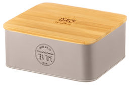 Контейнер для чайных пакетиков 18,5*16*8 см TEA TIME с бамбуковой крышкой , серый - Elan gallery фото 5