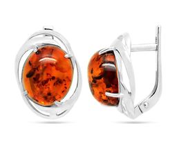 Серьги из серебра янтарь, СП86