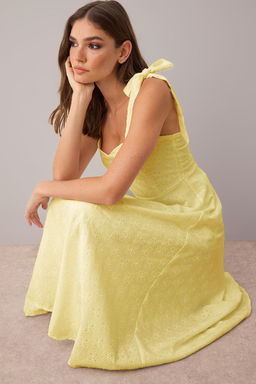 Beyaz Duz Maxi Dokuma Elbise TWOSS25EL00863 - Trendyolmilla фото 2