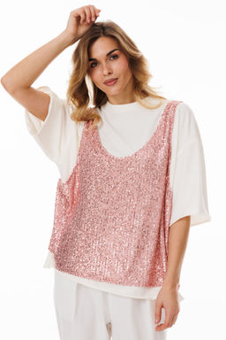 Блуза Lars Style 1055 бело-молочный, розовый