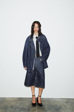 TRF DENIM SHORT TRENCH COAT