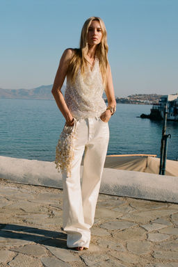 SEQUINNED HALTER TOP