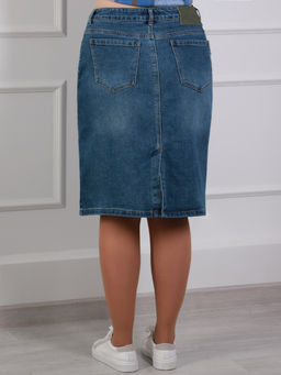 Юбка джинсовая базовая классическая - Almond фото 3