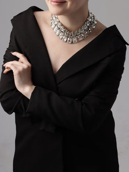 Чокер-колье Сияние трио, цвет белый в серебре, 36 см