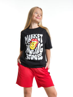 Шорты для спорта для девочки свободные отрезные 22-7677 красный - Mini maxi фото 4