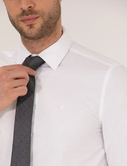 Beyaz Slim Fit Uzun Kollu Klasik G_mlek