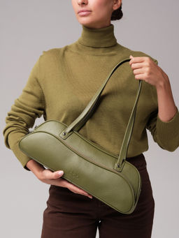 Кожаная сумка Roxy DBR 31186 зеленая водоросль