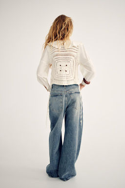 CONTRAST CROCHET BLOUSE - Zara фото 5