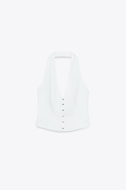 HALTER WAISTCOAT TOP LINEN BLEND - Zara фото 6