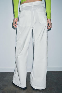 PANTAL?N WIDE LEG ALGOD?N ZW COLLECTION / Blanco roto