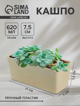 Кашпо для цветов WeatFiber, 620 мл, 17×7×7.5 см, пластиковое, бежевое