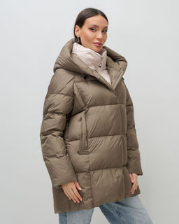Куртка двубортная женская зимняя с капюшоном коричневого цвета 7736K Бренд: Visdeer  фото 2
