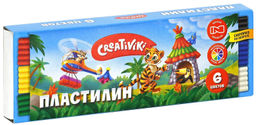 Цена за 2 шт. Пластилин Creativiki 6 цветов 90 г ассорти, со стеком