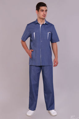 Костюм мужской 233 ТС. Цвет: джинс и белый