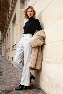 Tas Wide Leg/Genis Paca Dokuma Cizgili Pantolon TWOSS23PL00109