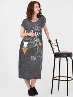 Платье летнее в полоску с рисунком повседневное - Almond фото 5