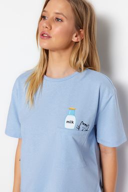 Trendyolmilla Pembe F?rf?rl? Bask?l? Sortlu Orme Pijama Tak?m? THMSS22PT0422  фото 20