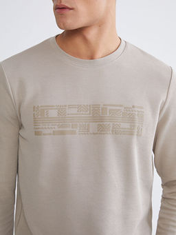 Bisiklet Yaka Bask?l? Erkek Sweatshirt