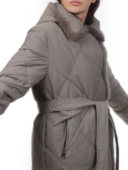 309 GRAY Пальто зимнее стеганое женское (200 гр. холлофайбер, натуральная норка) - Fashion фото 3