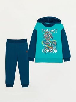 CRB wear/CWKB 90044-40-283 Комплект для мальчика (джемпер модель "худи", брюки), изумрудный-морская волна/Ex.Cherubino
