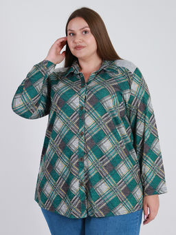 Рубашка в клетку женская больших размеров - Almond фото 3