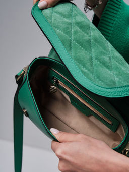 Сумка замшевая на плечо Deboro 30791 зеленая весна