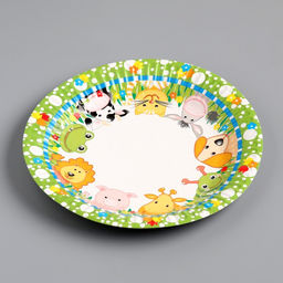 Цена за 100 шт. Тарелка одноразовая Зверюшки ламинированная, картон, 18 см - Simaland фото 2