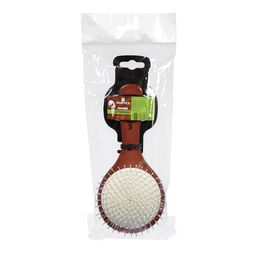 Расческа деревянная, массажная, 19,5х9,5х3,5 см, круг, с металлическими зубчиками - Банные штучки фото 4