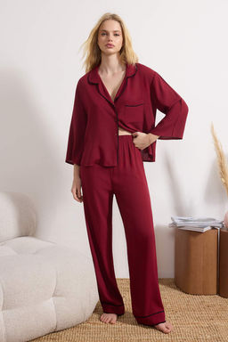 Trendyolmilla Siyah Biyeli Viskon Dokuma Pijama Tak?m? THMAW21PT0292  фото 43