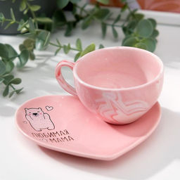 День матери. Подарочный набор керамический Любимая мама: кружка 120 мл, блюдце