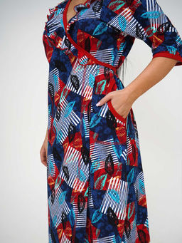 Халат женский, цвет синий красный