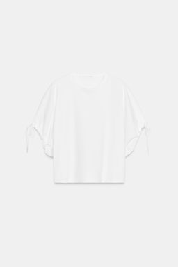 COTTON T-SHIRT WITH TIES - Zara фото 8
