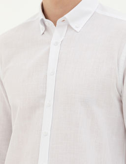 Beyaz Slim Fit Uzun Kollu G_mlek