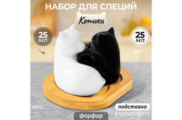 Набор д/специй 2 пр. 11*9*7 см Кошки черно-белые на деревянной подставке - Elan gallery фото 10