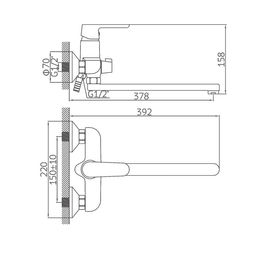 Смеситель для ванны Accoona A7166P, однорычажный, дивертор в корпусе, 30 см, оранжевый