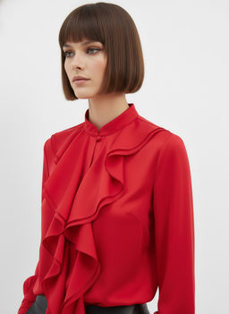 Блузка с отлетными рюшами OD-914-4 красный