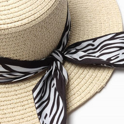 Шляпа женская MINAKU с бантом зебра, бежевая, размер 58