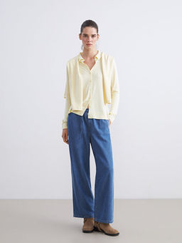 Beli Lastikli Wideleg Kad?n Jean Pantolon