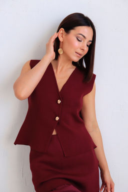 Martichelli Костюм с юбкой и жилетом бордовый  фото 9