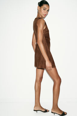 VESTIDO CORTO EFECTO ANTE / Caramelo - Zara фото 3