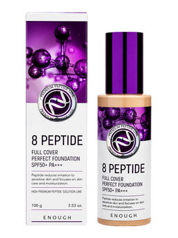 Enough Тональная основа для лица с комплексом из 8 пептидов / 8 Peptide Full Cover Perfect Foundation SPF50+ PA+++, №23, бежевый, 100 г