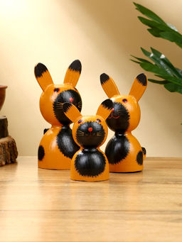 Набор сувенирный Зайки, h=14 см, h=13 см, h=10 см, дерево, рыжий