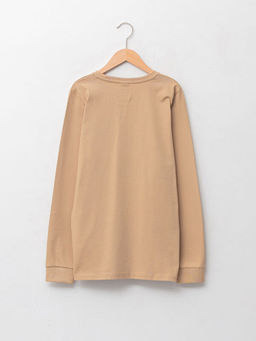 Bisiklet Yaka Nak?? Detayl? Uzun Kollu Pamuklu Erkek ?ocuk Ti??rt - Waikiki фото 2