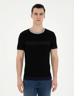 Siyah Slim Fit Bisiklet Yaka Triko Ti__rt