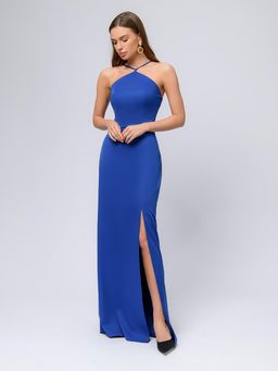 Платье цвета пыльной розы длины макси с разрезом на юбке и открытыми плечами